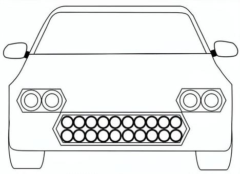 車228　塗り絵用 車,自動車,くるま,乗用車,普通車,自家用車,乗り物,正面,シンプル,ユニークのイラスト素材
