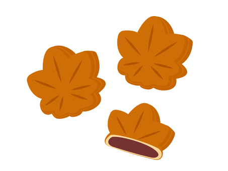 Illustration, momiji manju, maple, steamed bread, 