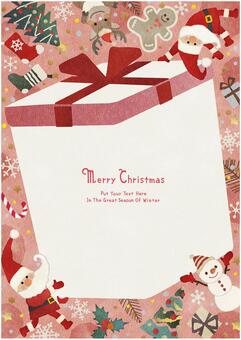 クリスマスプレゼントフレームC021 クリスマス,フレーム,サンタクロース,クリスマスツリー,冬,12月,プレゼント,雪だるま,結晶,雪のイラスト素材