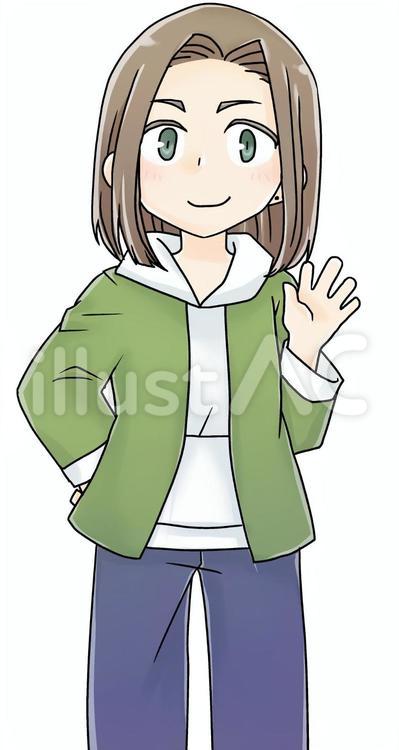 頭身緩め茶髪男性立ち絵(楽) 茶髪,男性,男のイラスト素材