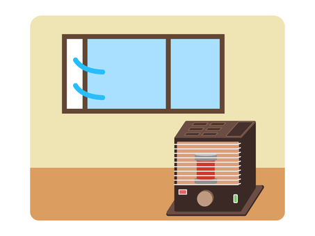 石油ストーブ使用時の換気 石油ストーブ,換気,ストーブ,暖房,空気,冬,生活,暖かい,一酸化炭素中毒,予防のイラスト素材