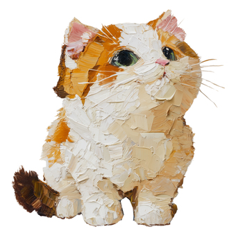 手描きのマンチカンイラスト ねこ,マンチカン,こねこ,ペット,動物,手描き,厚塗り,絵の具風,かわいい,カラフルのイラスト素材