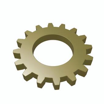 ゴールドの16枚歯ギア／メカニック ギア,歯車,シルバー,メタル,金属,工業,機械,メカニック,テクノロジー,工学のイラスト素材