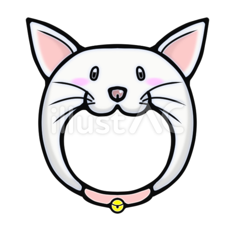 顔写真合成用 猫の被り物(白) 猫,動物,顔ハメのイラスト素材