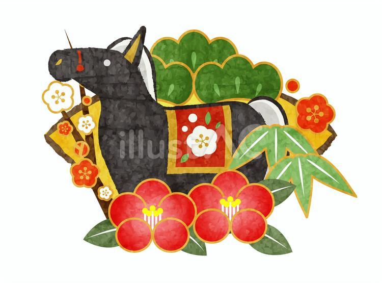 zodiac2613 午年,馬,扇のイラスト素材