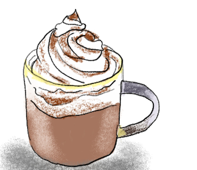 ホットココアで休憩タイム ココア,クリーム,コーヒーカップ,冬,茶色のイラスト素材