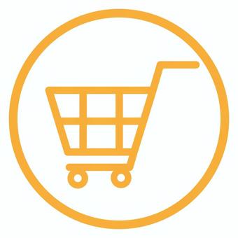 丸ショッピングカートアイコン_オレンジ線 ショッピングカート,買い物,ショップ,アイコン,ボタン,かご,ネットショップ,ec,スーパー,シンプルのイラスト素材