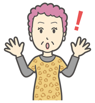  大阪のおばちゃん-085-バスト 気づく,おばちゃん,大阪,ヒョウ柄,おばはん,中年,女性,関西,派手,おばさんのイラスト素材