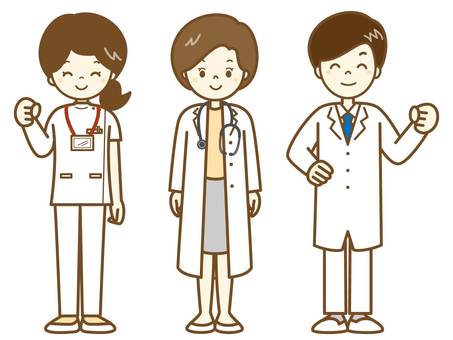 お医者さんも看護婦さんも頑張ってます2 看護師,笑顔,白衣,ナース服,ナース,医療従事者,医療機関,認証カード,女性,病院のイラスト素材