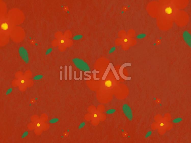 椿風の赤い花の手描き和柄パターン背景1 花,赤,椿のイラスト素材