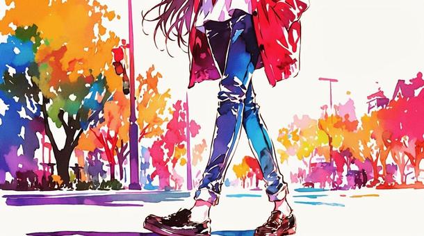 歩く女性④