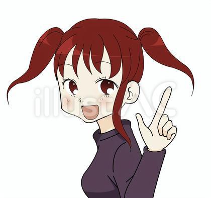 指をさすツインテールの女の子