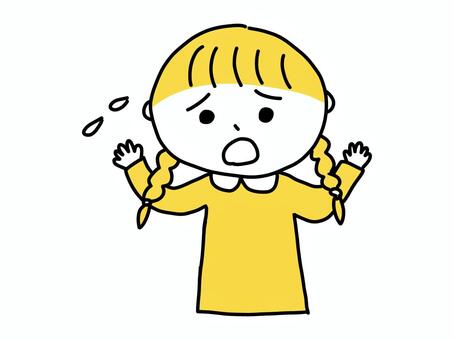 慌てている女の子 慌てる,焦る,困る,パニック,バタバタ,いそいそ,汗,女の子,女子,キッズのイラスト素材