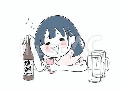 とってもお酒を呑んでいる女