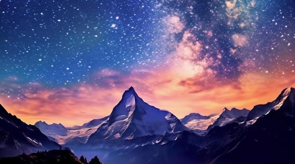 Illustration, starry sky, heaven, himalaya, 