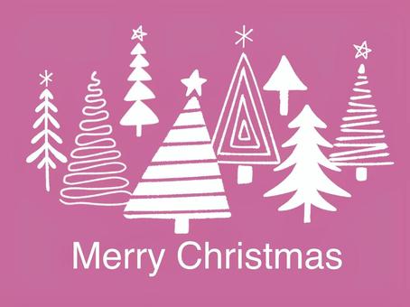 手描き風クリスマスツリー 冬,クリスマス,ツリー,木,森,樹木,植物,自然,雪,雪景色のイラスト素材