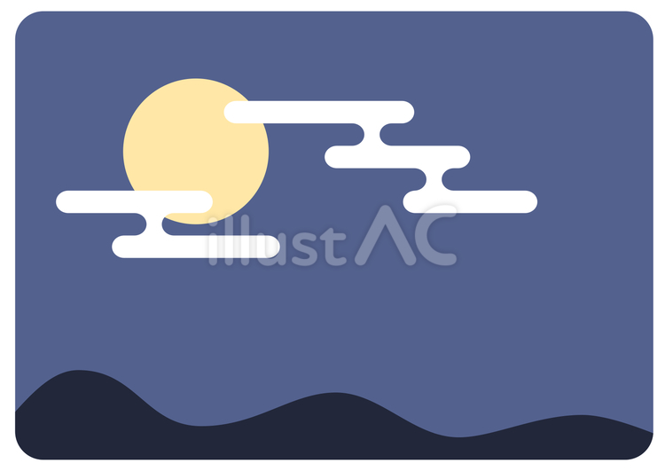 和風のイラスト　月と雲 和風,雲,空のイラスト素材
