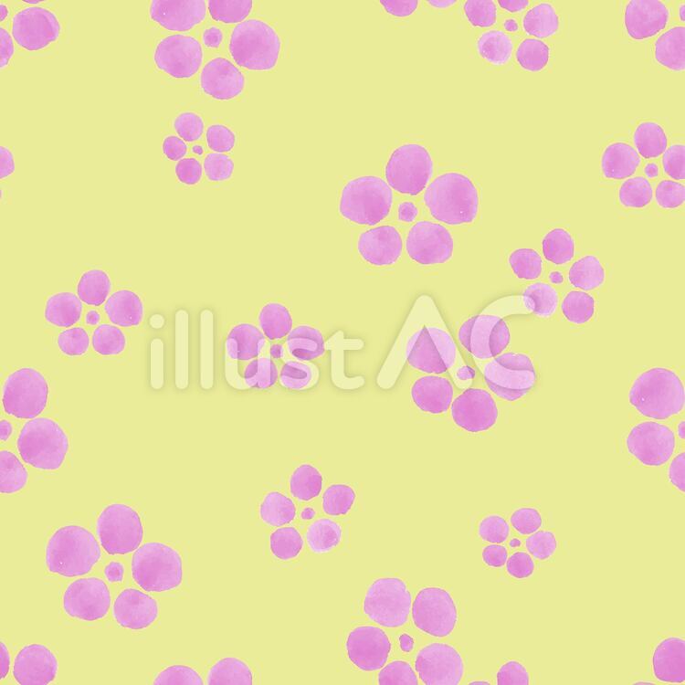 梅の花のシームレスパターン（水彩） 梅,梅の花,梅花のイラスト素材