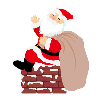 荷物をもつサンタクロース3 サンタクロース,クリスマス,12月,おじいさん,ひげ,聖夜,かわいい,シンプル,冬,煙突のイラスト素材