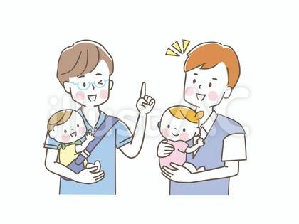 赤ちゃんを抱っこしたパパ達_相談