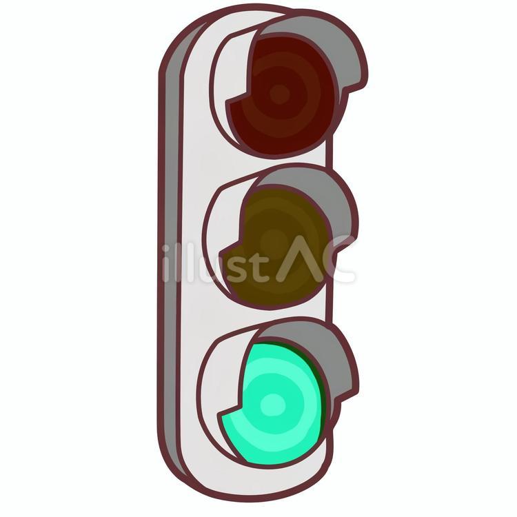 縦型の信号機　青色 信号,青信号,道路のイラスト素材