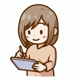 Illustration, kadın, tablet, dijital illüstrasyon, 