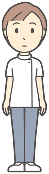  理学療法士女-756-全身 ポカン,理学療法士,整体師,白衣,医療,病院,柔道整復師,カイロプラクティック,鍼灸師,マッサージ師のイラスト素材