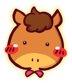 馬 馬,かわいい,蝶ネクタイ,ほっこり,干支,動物のイラスト素材