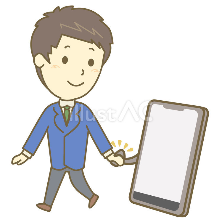 スマホと仲良くする男子高校生 スマートフォン,スマホ,男子のイラスト素材
