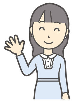 笑顔で片手を振っている上品な女の子 あいさつ,女性,女の子,オシャレ,人,上品,お嬢様,女,若い,笑うのイラスト素材