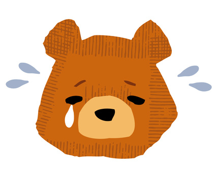 泣いているクマ クマ,熊,動物,顔,表情,泣き顔,涙,泣く,悲しい,しょんぼりのイラスト素材