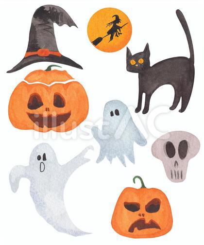 ハロウィン用の水彩イラスト