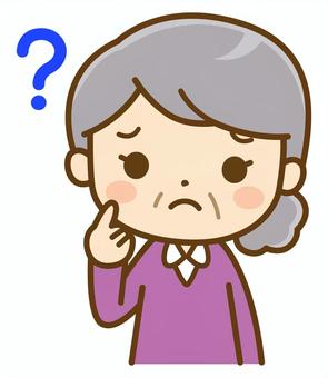 疑問を持つシニア女性 シニア,老人,高齢者,敬老,お年寄り,おばあちゃん,女性,疑問,はてな,悩むのイラスト素材