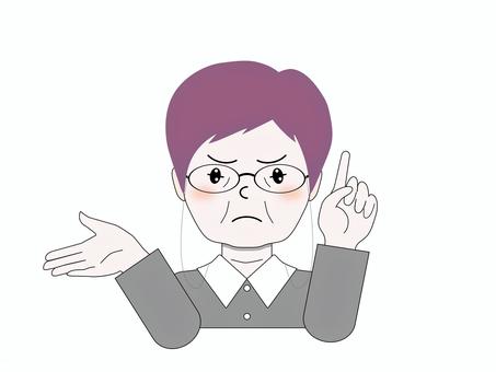 真剣に伝えようとする紫ヘアのシニア シニア,高齢者,年配,お年寄り,マダム,中高年,おばあちゃん,祖母,義母,姑のイラスト素材