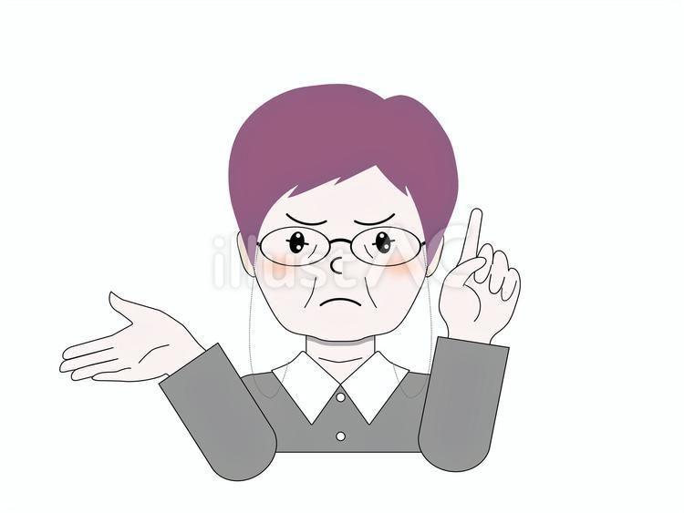 真剣に伝えようとする紫ヘアのシニア シニア,高齢者,年配のイラスト素材