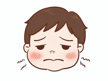 乾燥肌の男の子(カラー) 男の子,男児,子供,幼稚園児,小学生,顔,困る,アレルギー,可愛い,白背景のイラスト素材