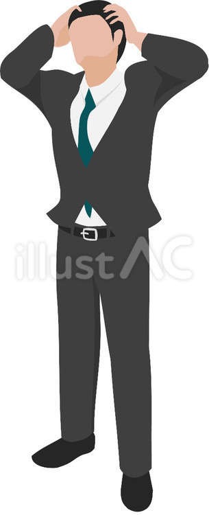 頭を抱える会社員 人物,会社員,悩みのイラスト素材