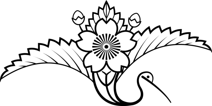 浮世絵　葛飾北斎の鶴③ 浮世絵,葛飾北斎,鶴,鳥,和柄,模様,線画,文様,紋様のイラスト素材