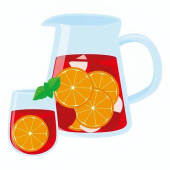 サングリア スペイン,外国,社会,サングリア,グラス,ピッチャー,オレンジ,ミント,氷,冷たいのイラスト素材