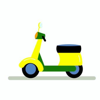 スクーター 002 スクーター,バイク,黄色,緑,二輪車,乗り物,ホイール,ミラー,ライト,シートのイラスト素材