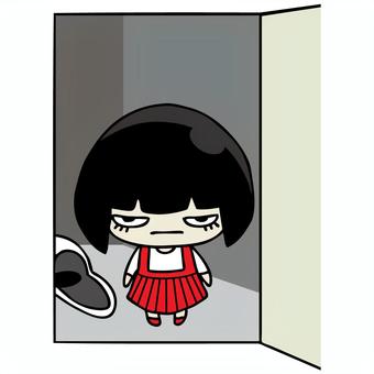 妖怪　トイレの花子さん　背景有 妖怪,トイレの花子さん,学校の怪談,トイレ,お化け,女の子,子ども,都市伝説,不気味のイラスト素材