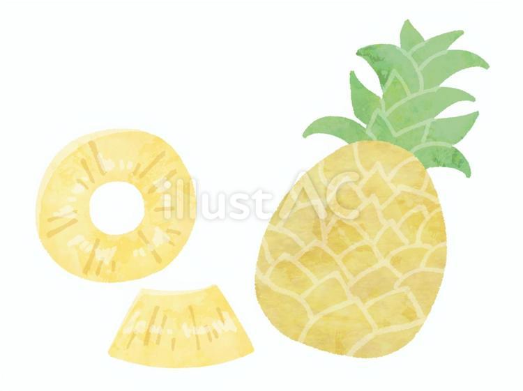 1玉とカットしたパイナップル パイナップル,果物,果実のイラスト素材