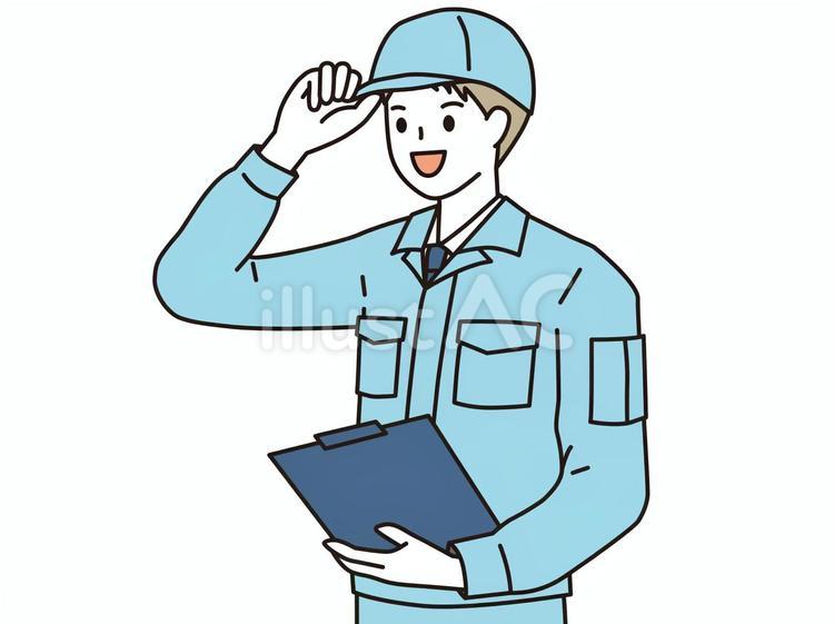 点検・修理にきた作業員　若い男性　上半身 男性,若い,作業員のイラスト素材