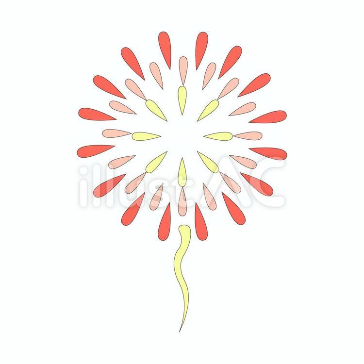 赤い打ち上げ花火のイラスト シンプル,風物詩,キラキラのイラスト素材
