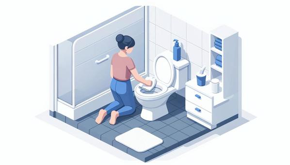 Illustration, cleaning up, toilet, clean up, 