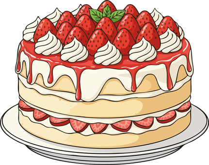 ストロベリーホールケーキ ケーキ,ストロベリー,甘い,ホールケーキ,お菓子,デザート,おやつ,ベクターのイラスト素材