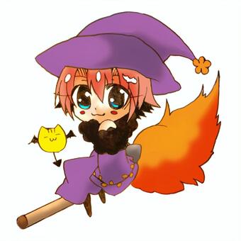 ■魔女っ子あかりちゃん■ イラスト,かわいい,女の子,１０月,ハロウィン,魔女のイラスト素材