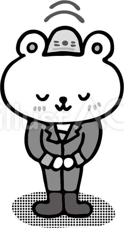 黒1色 ぺこり工事現場しろくまさんa3横イラスト No 無料イラストなら イラストac