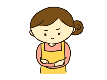 怒る女性 女性,主婦,母親,怒る,怖い,エプロン,腕組み,叱る,不機嫌,しかめっつらのイラスト素材