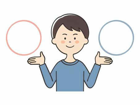 比較する男性 比較する男性 比較する,比べる,比較,紹介,説明,選択,選択肢,abテスト,対比,プランのイラスト素材